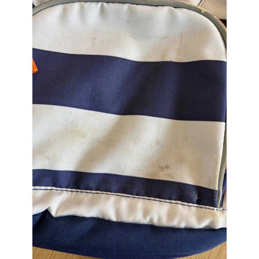 Pottery Barn Kids Backpack Navy Blue‎ White Striped Orange Wes Embroidered mini